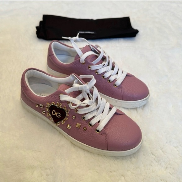 Dolce & Gabbana Pink Leather Devotion Sneakers - Picture 4 of 6